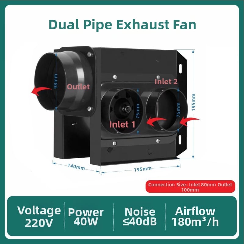 Megosztott csőventilátor, egy-kettő kivitel, fürdőszoba és konyha, HF18B, 220V, 40W, Energiahatékonyság II, Mechanikus vezérlés