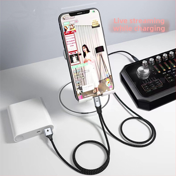 OTG zvuková karta pre živé vysielanie s DAC, USB 2.0, 1:2 rozdelenie