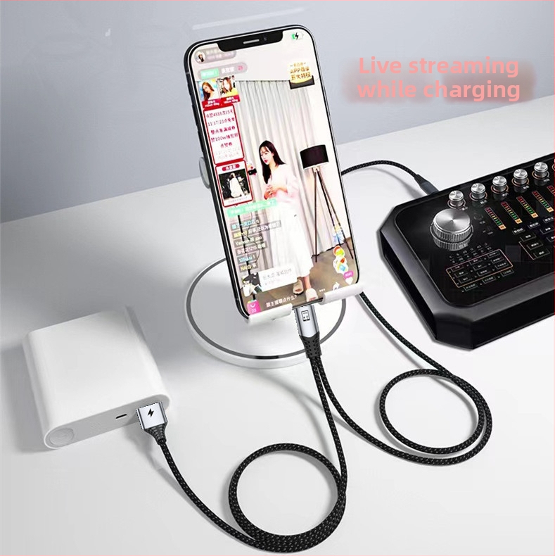 OTG zvuková karta pre živé vysielanie s DAC, USB 2.0, 1:2 rozdelenie