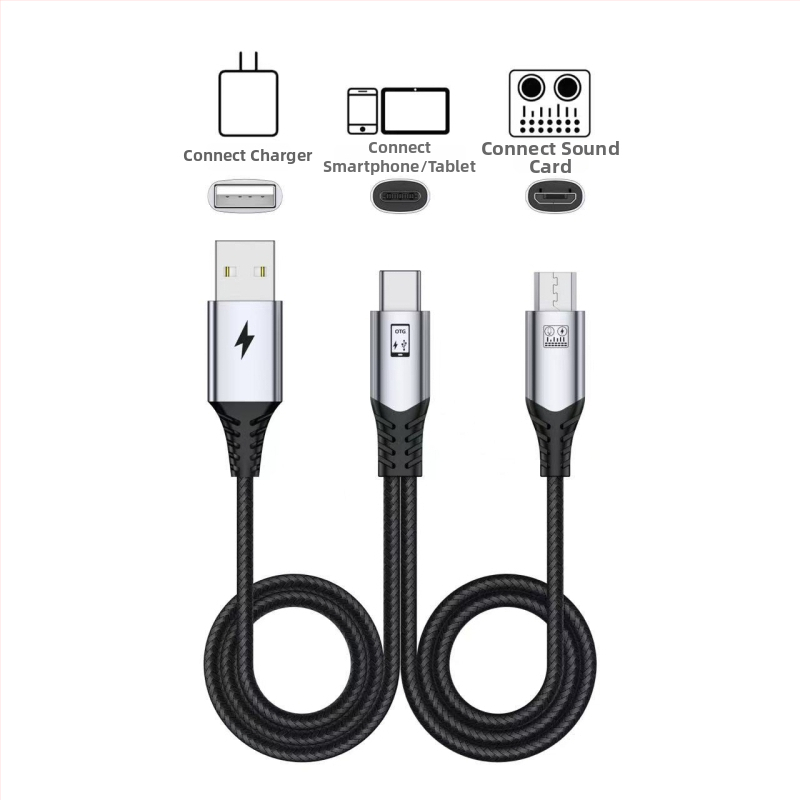 OTG zvuková karta pre živé vysielanie s DAC, USB 2.0, 1:2 rozdelenie