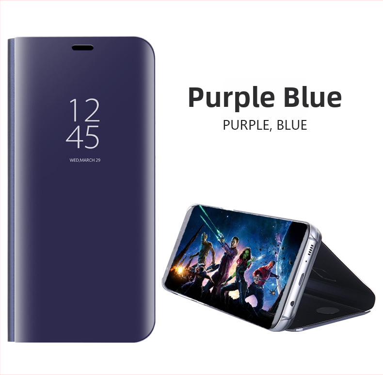 Ādas telefona vāciņš ar vertikālu spoguli — PC elektroplating + PU āda, vakuuma pārklājums, pielāgojams, biznesa/stila lux stils