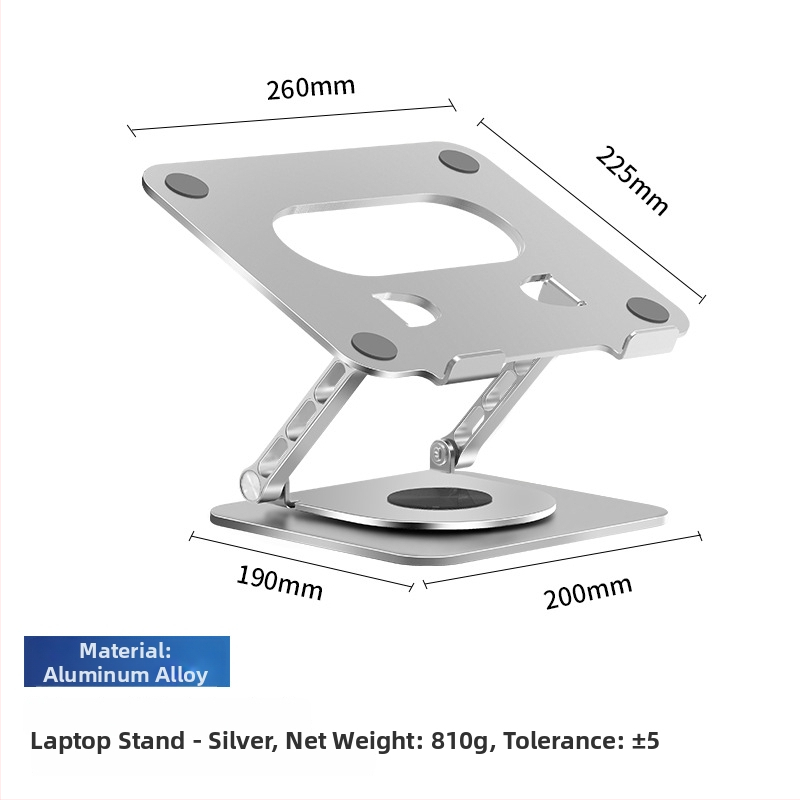 Alumīnija sakausējuma klēpjdatora statīvs, 360° rotācija, saliekams, magnētisks tālruņa turētājs un HUB