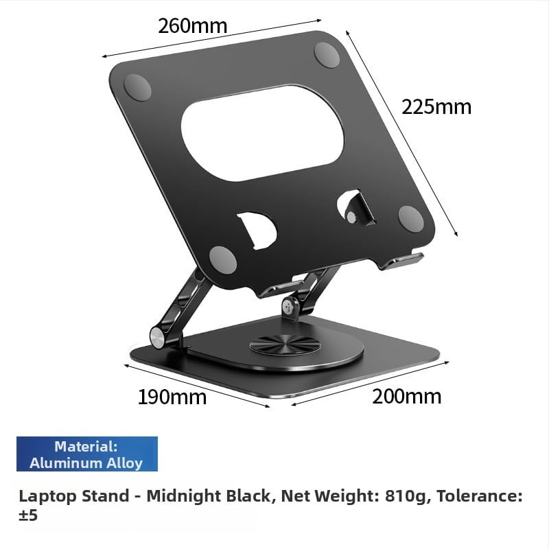 Alumīnija sakausējuma klēpjdatora statīvs, 360° rotācija, saliekams, magnētisks tālruņa turētājs un HUB