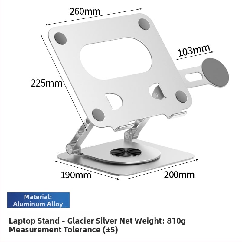 Alumīnija sakausējuma klēpjdatora statīvs, 360° rotācija, saliekams, magnētisks tālruņa turētājs un HUB