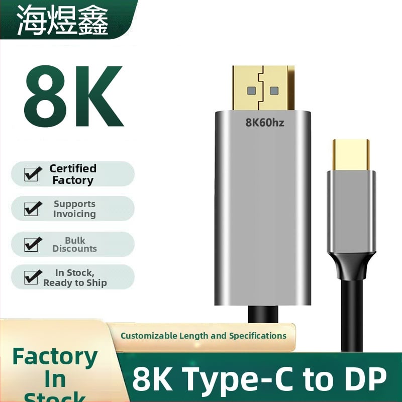 Kábel Type-C na DP, 4K60Hz, meďové jadro, patch kábel