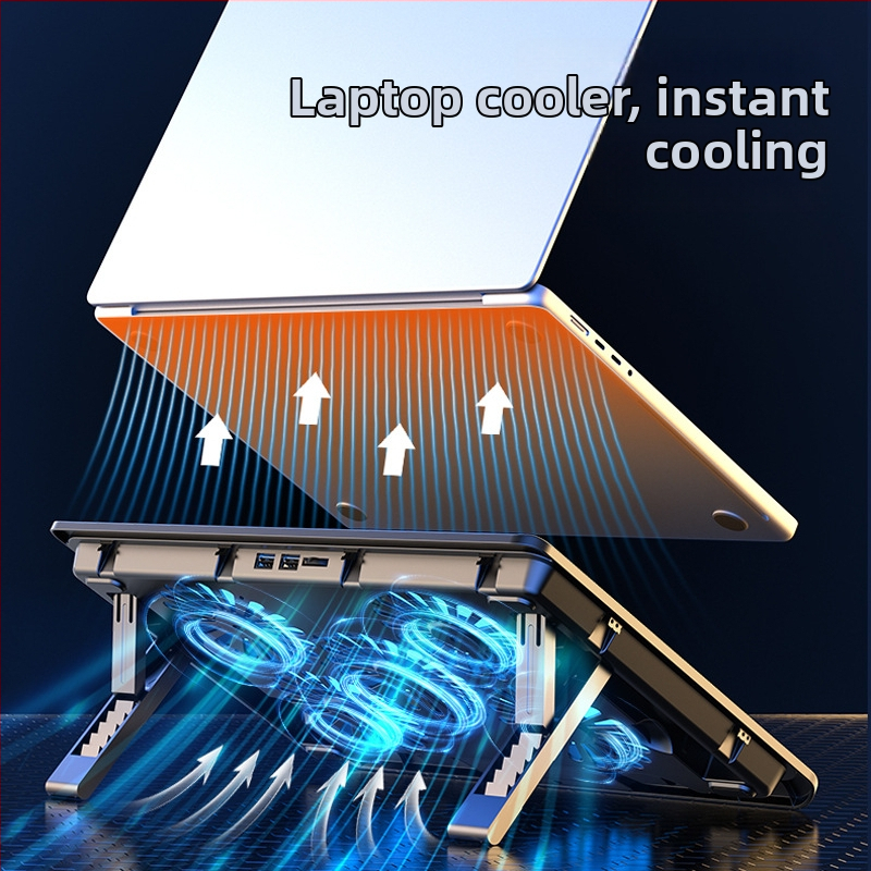 Nešiojamojo kompiuterio aušintuvas su dviem ventiliatoriais, metalo tinklas, 50 cm laidas, svoris 0,7–1,1 kg