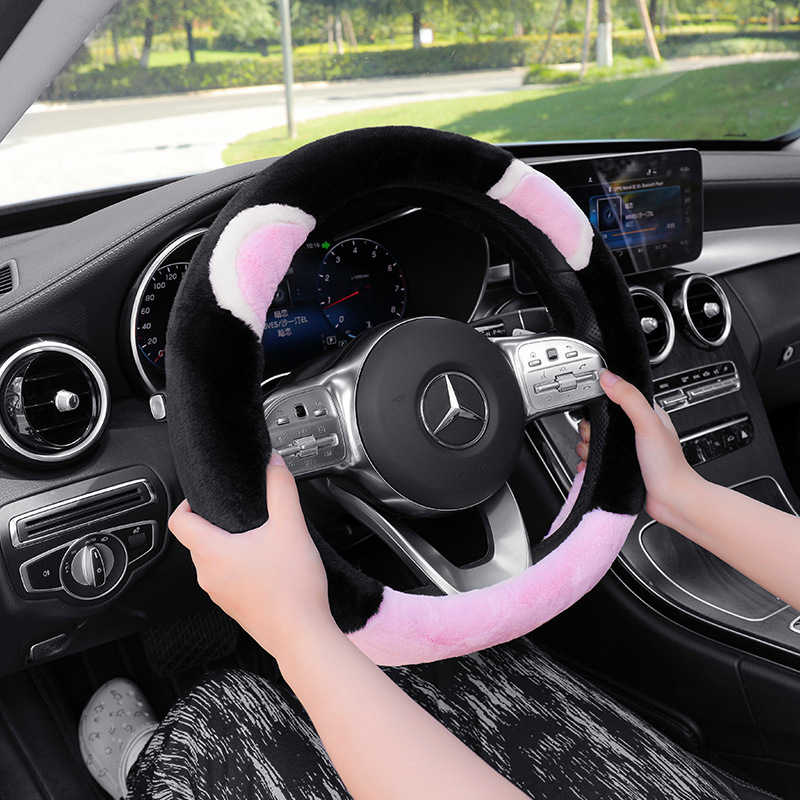 Presvlaka za volan automobila, zimski pliš, privlačan stil, površina od umjetnog pliša, opća kompatibilnost