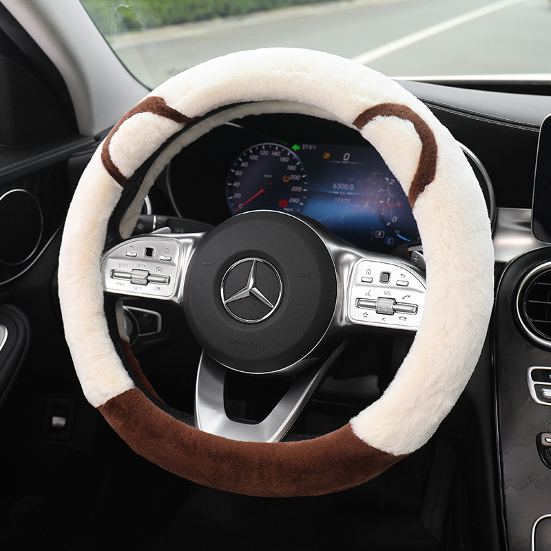 Presvlaka za volan automobila, zimski pliš, privlačan stil, površina od umjetnog pliša, opća kompatibilnost