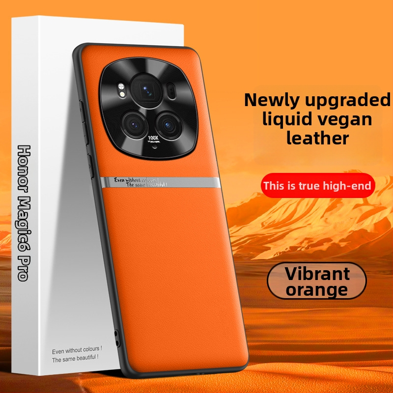 Pouzdro pre Honor Magic6 Pro – tekutý silikónový gél, veneer a zlatá vložka, proti pádu, odvádzanie tepla, antiotlačky prstov