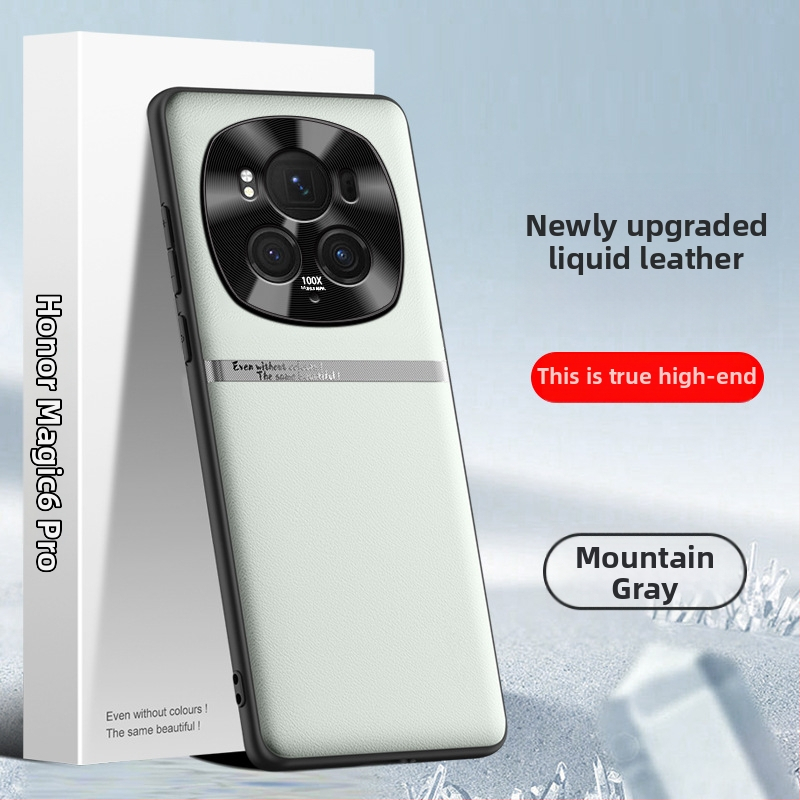 Pouzdro pre Honor Magic6 Pro – tekutý silikónový gél, veneer a zlatá vložka, proti pádu, odvádzanie tepla, antiotlačky prstov