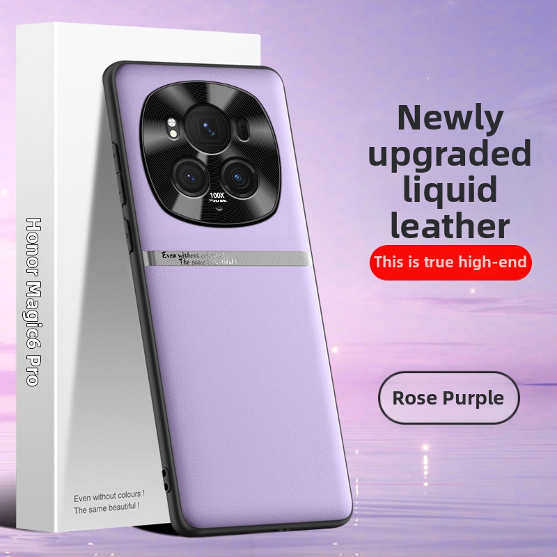 Pouzdro pre Honor Magic6 Pro – tekutý silikónový gél, veneer a zlatá vložka, proti pádu, odvádzanie tepla, antiotlačky prstov