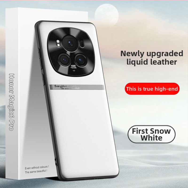 Pouzdro pre Honor Magic6 Pro – tekutý silikónový gél, veneer a zlatá vložka, proti pádu, odvádzanie tepla, antiotlačky prstov