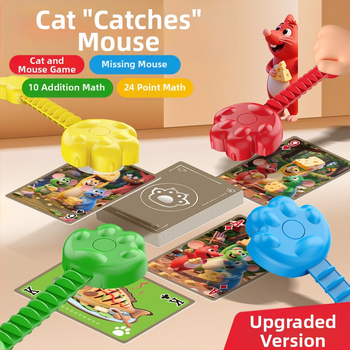 Образователна настолна игра Котка и Мишка — реакция и концентрация, пластмасов материал, мултиплейър, за деца 4–14 години, координация ръце‑око
