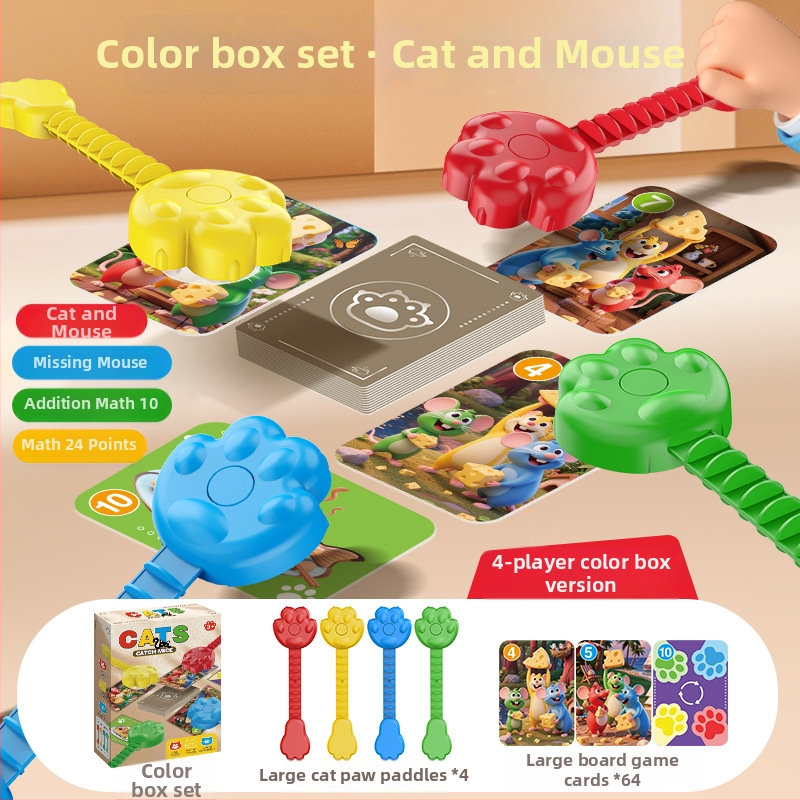 Образователна настолна игра Котка и Мишка — реакция и концентрация, пластмасов материал, мултиплейър, за деца 4–14 години, координация ръце‑око