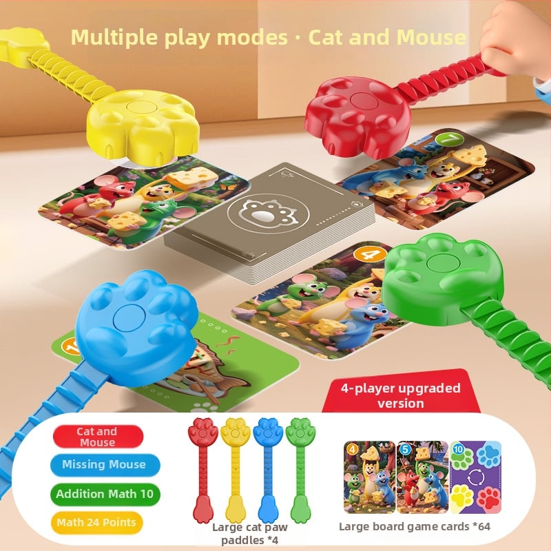 Образователна настолна игра Котка и Мишка — реакция и концентрация, пластмасов материал, мултиплейър, за деца 4–14 години, координация ръце‑око