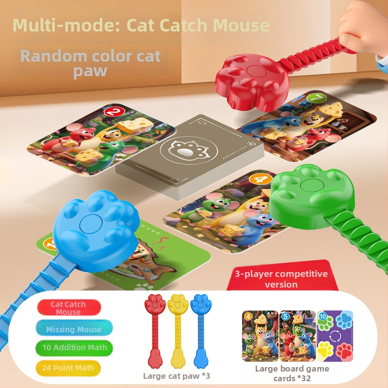 Образователна настолна игра Котка и Мишка — реакция и концентрация, пластмасов материал, мултиплейър, за деца 4–14 години, координация ръце‑око