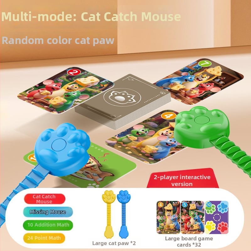 Образователна настолна игра Котка и Мишка — реакция и концентрация, пластмасов материал, мултиплейър, за деца 4–14 години, координация ръце‑око