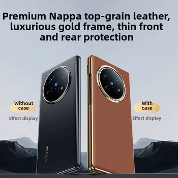Vivo X Fold 5 aizsargkorpuss no īstas ādas ar elektroplatinga apdari, pielāgojams, izturīgs pret nolietojumu, kritieniem un pirkstu nospiedumiem