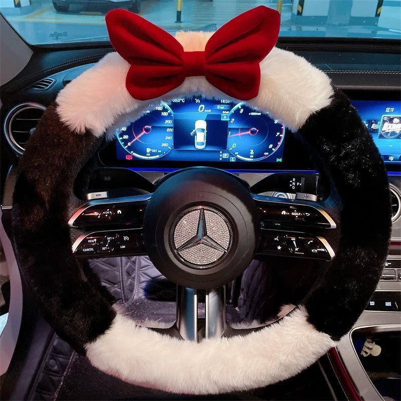 Navlaka za volan automobila, sladak stil, zimska sezona, umjetni pliš materijal, univerzalna instalacija, kompatibilno s Pagoda