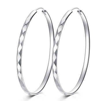 Naušnice od S925 sterling srebra, kružni hoop s geometrijskim uzorkom, elektroplatirani završetak