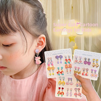 Детски щипки за уши, прозрачни цветя с панделка, ръчна изработка, пластмаса/смола, карикатурен стил, за възрасти 0–3, 3–6, 6–10 и 10+