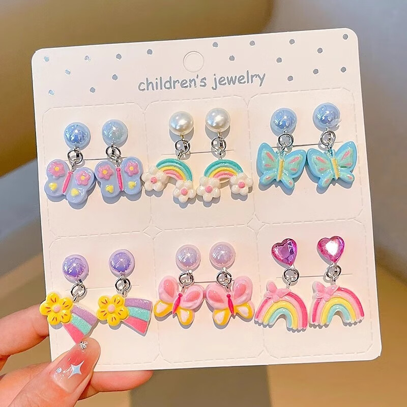 Детски щипки за уши, прозрачни цветя с панделка, ръчна изработка, пластмаса/смола, карикатурен стил, за възрасти 0–3, 3–6, 6–10 и 10+