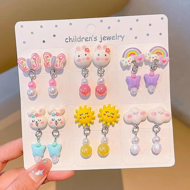 Детски щипки за уши, прозрачни цветя с панделка, ръчна изработка, пластмаса/смола, карикатурен стил, за възрасти 0–3, 3–6, 6–10 и 10+