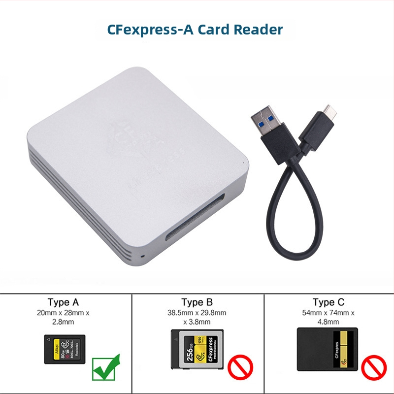 Čítačka CFexpress pre Type A/B, USB 3.1 Type-C, CNC hliníková schránka, externá, 60 g