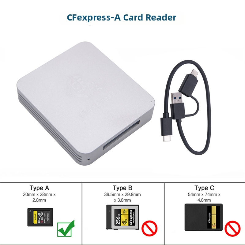 Čítačka CFexpress pre Type A/B, USB 3.1 Type-C, CNC hliníková schránka, externá, 60 g
