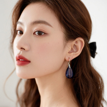 Vaskist kõrvarõngad tilgakujulise kristallripatsiga, bränd Jiapai Jewelry, Jaapani ja Korea stiil, minimalistlik luksus