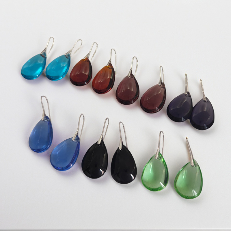 Vaskist kõrvarõngad tilgakujulise kristallripatsiga, bränd Jiapai Jewelry, Jaapani ja Korea stiil, minimalistlik luksus