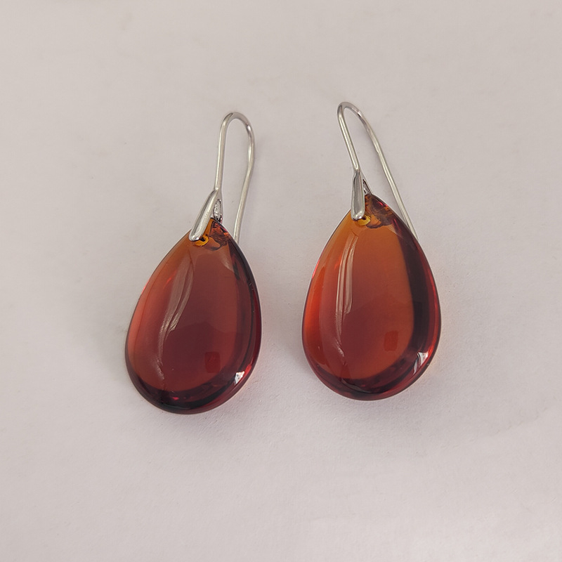 Vaskist kõrvarõngad tilgakujulise kristallripatsiga, bränd Jiapai Jewelry, Jaapani ja Korea stiil, minimalistlik luksus