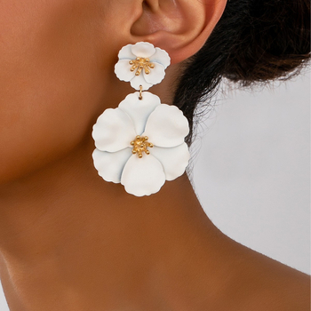 Обeци с цветя от сплав, пасторален стил, лято 2023, за жени