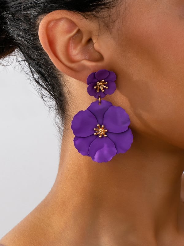 Обeци с цветя от сплав, пасторален стил, лято 2023, за жени