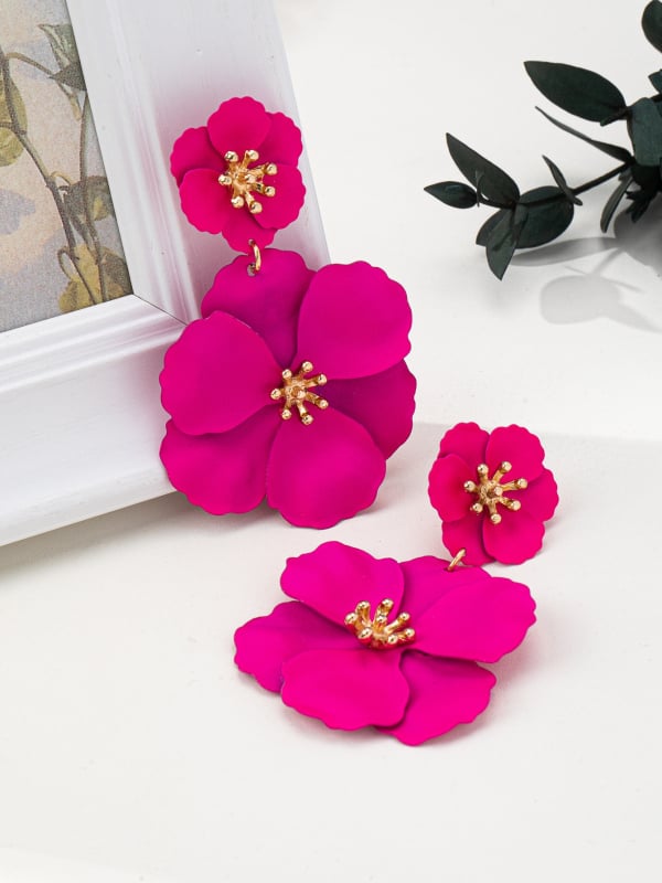 Обeци с цветя от сплав, пасторален стил, лято 2023, за жени