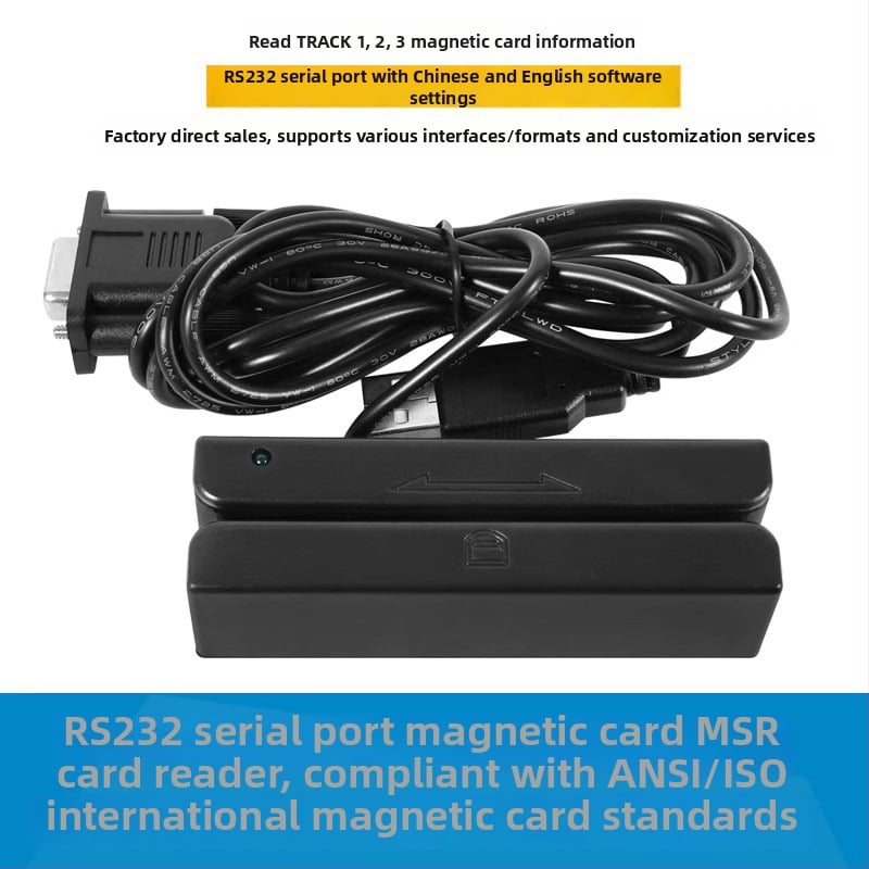 MSR580 Mini čitač magnetnih kartica – tri trake, RS232, NFC i RFID, podrška karticama 1/2/3 trake