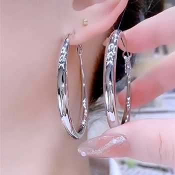 Geometrijski naušnice s velikim prstenom, post 925 srebro, legura