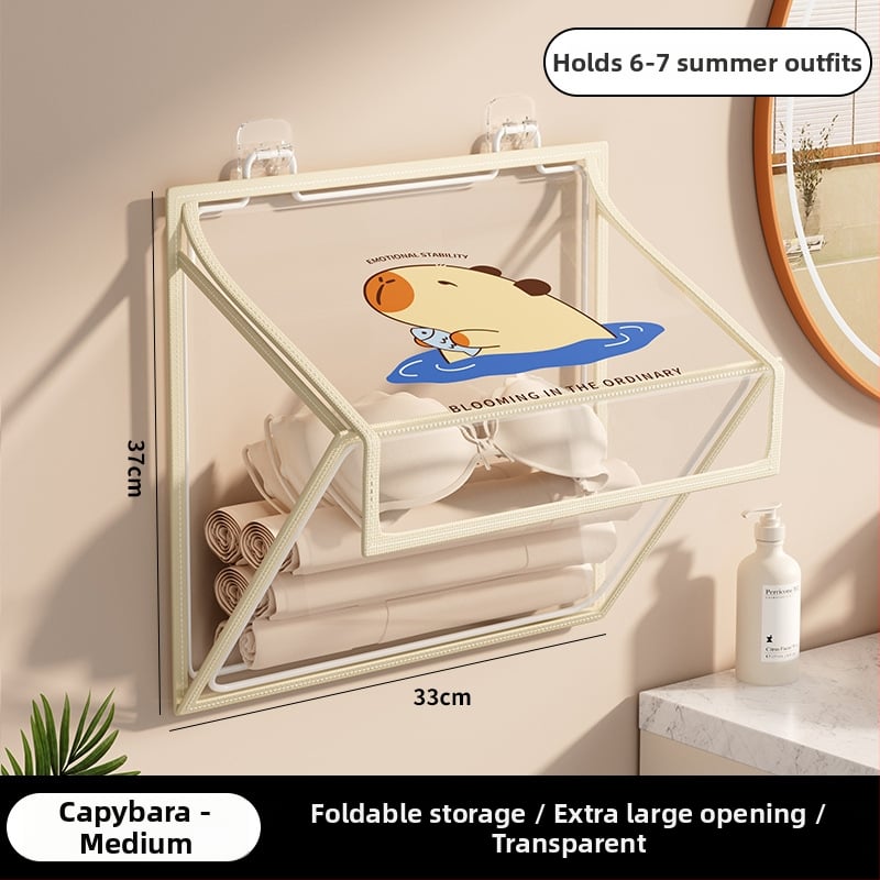 Ράφι αποθήκευσης τοίχου μπάνιου, αναδιπλούμενο, εγκατάσταση χωρίς τρύπες, PVC οργανωτής, μοντέλο SND6039