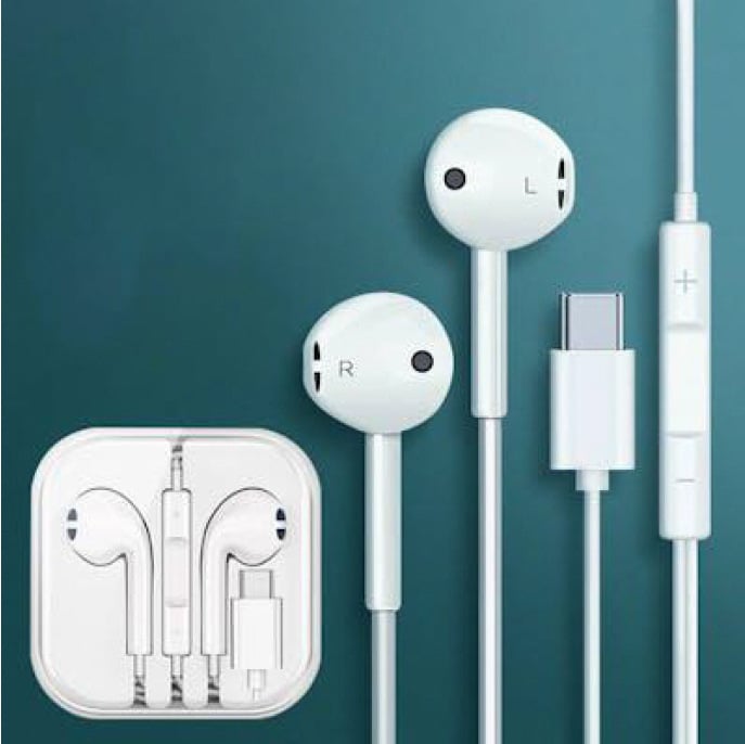 Vadu In-ear austiņas ar Type-C interfeisu, plug-and-play, dinamiskais draiveris, 1,2 m kabelis, saderīgas ar iOS un Android