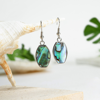 Обеци от абалонова мида, геометричен дизайн, Vinstyle, за жени, лято 2024