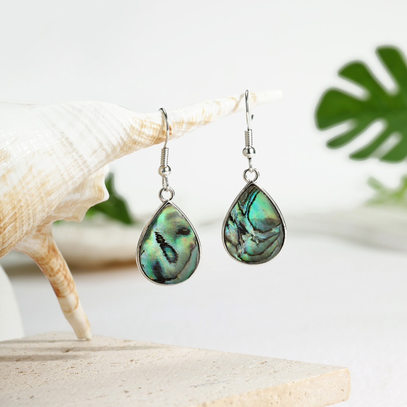 Обеци от абалонова мида, геометричен дизайн, Vinstyle, за жени, лято 2024