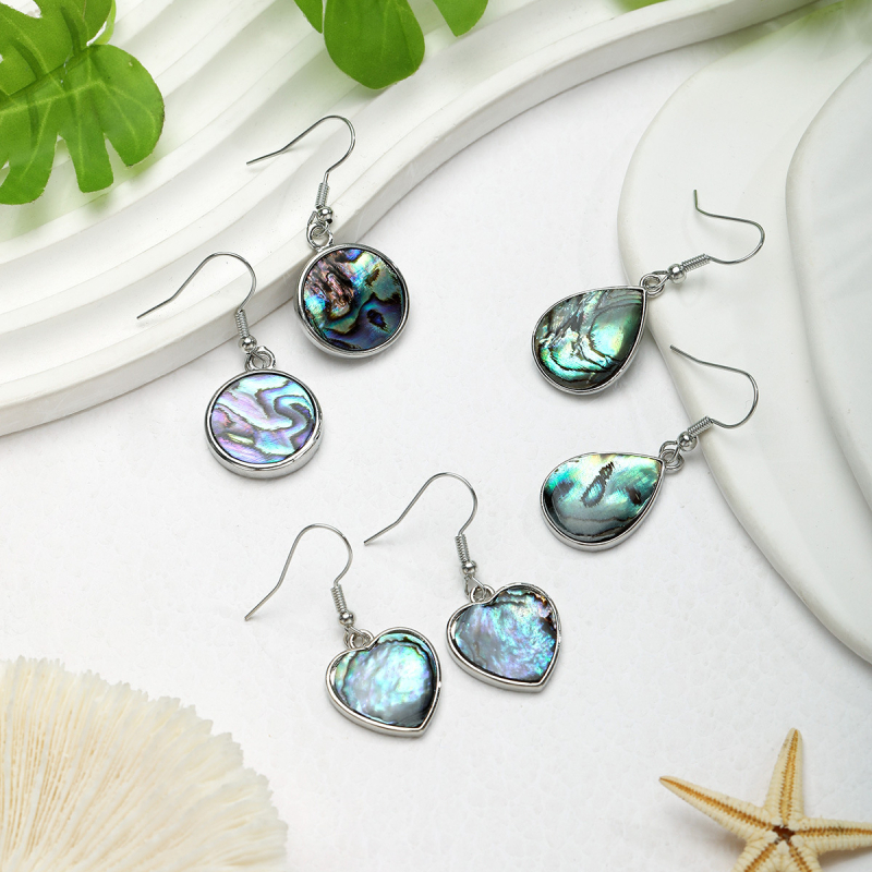 Обеци от абалонова мида, геометричен дизайн, Vinstyle, за жени, лято 2024