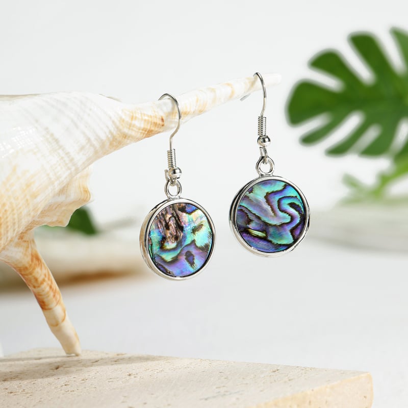 Обеци от абалонова мида, геометричен дизайн, Vinstyle, за жени, лято 2024