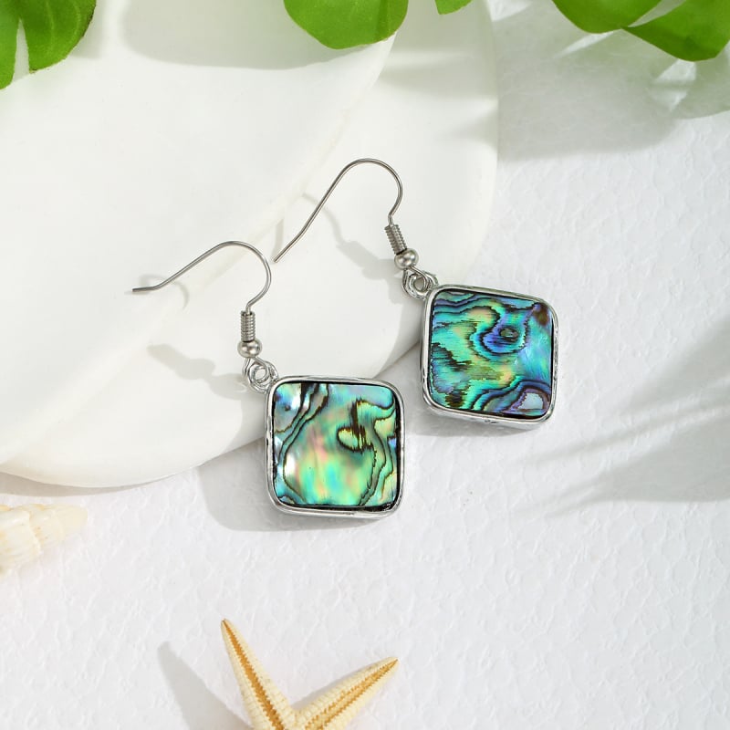 Обеци от абалонова мида, геометричен дизайн, Vinstyle, за жени, лято 2024