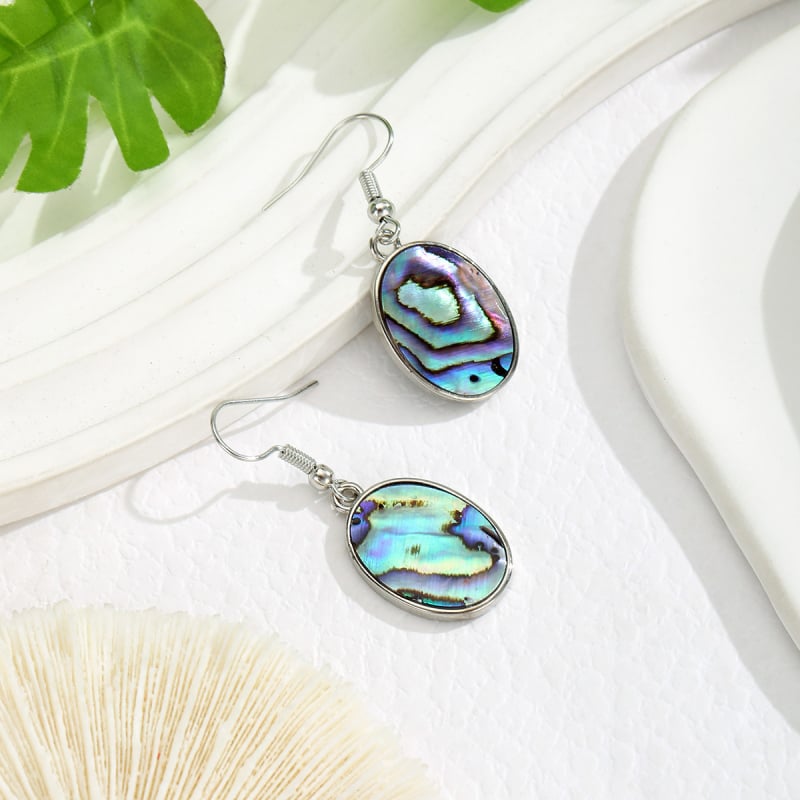 Обеци от абалонова мида, геометричен дизайн, Vinstyle, за жени, лято 2024