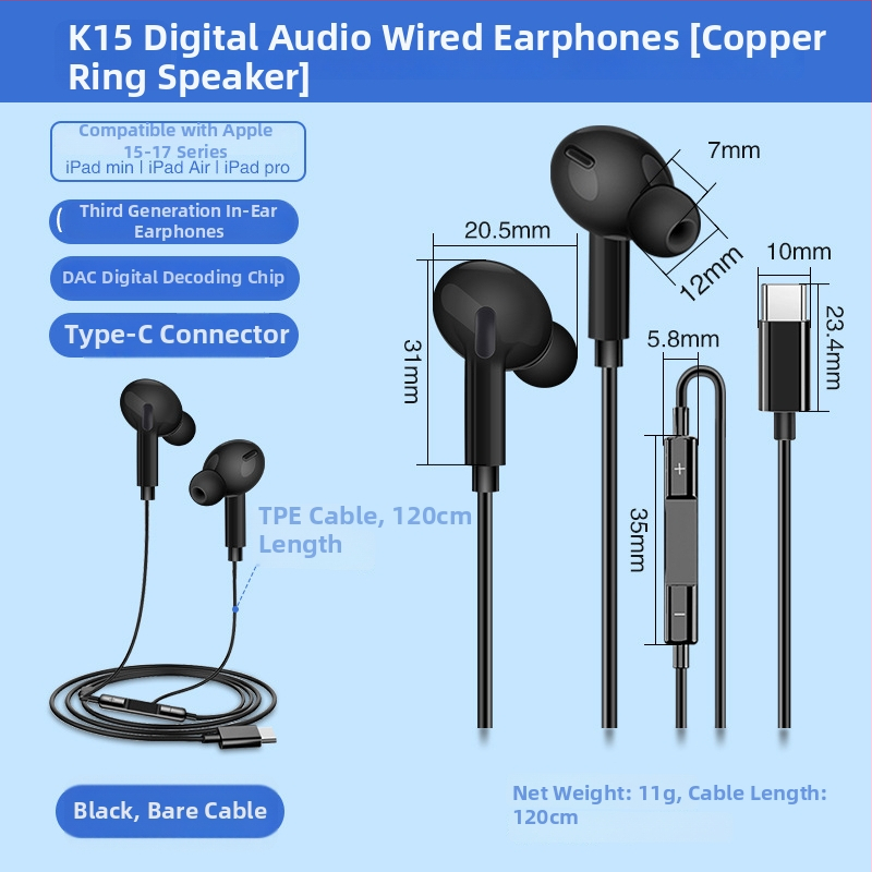 X2 In-Ear Digitálne slúchadlá USB-C, s mikrofónom, 1,2 m kábel, frekvenčný rozsah 97, skreslenie 2%