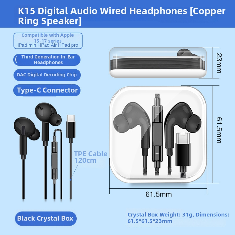X2 In-Ear Digitálne slúchadlá USB-C, s mikrofónom, 1,2 m kábel, frekvenčný rozsah 97, skreslenie 2%