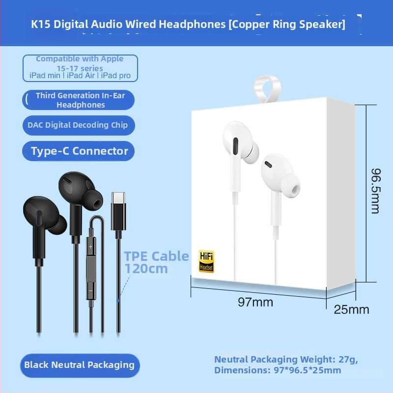 X2 In-Ear Digitálne slúchadlá USB-C, s mikrofónom, 1,2 m kábel, frekvenčný rozsah 97, skreslenie 2%