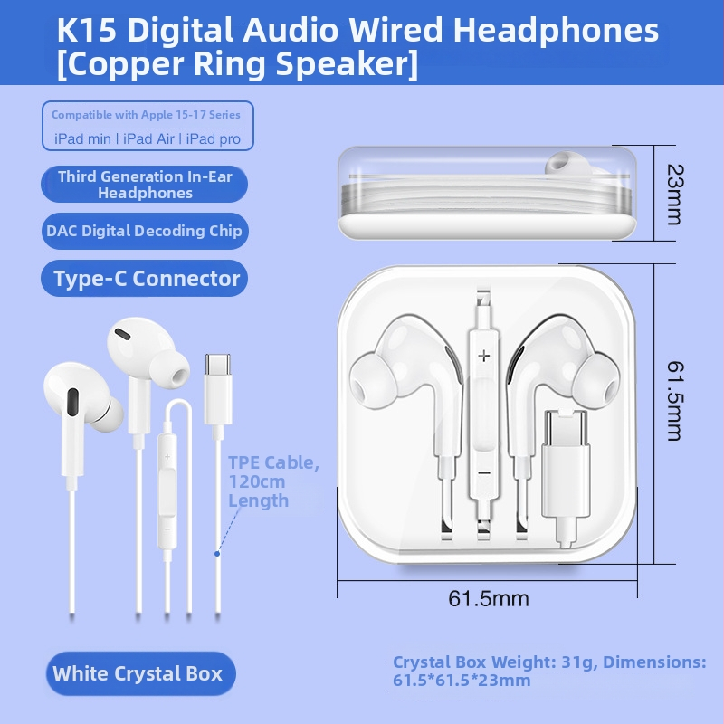 X2 In-Ear Digitálne slúchadlá USB-C, s mikrofónom, 1,2 m kábel, frekvenčný rozsah 97, skreslenie 2%