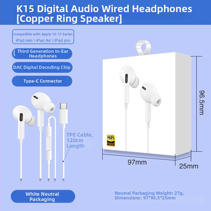 X2 In-Ear Digitálne slúchadlá USB-C, s mikrofónom, 1,2 m kábel, frekvenčný rozsah 97, skreslenie 2%